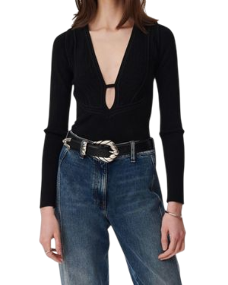 Джемпер с вырезом женский / Черный / 40