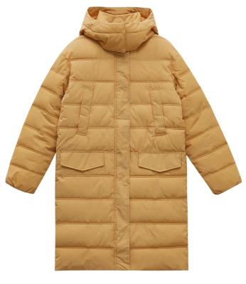 Утепленное пальто силуэта oversize / Желтый / 50