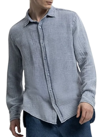 Рубашка хлопковая мужская / Голубой / 50