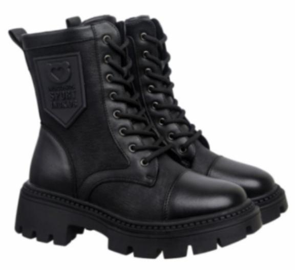 Ботинки из экокожи для девочки / Черный / 38