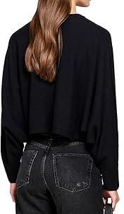 Свитер укороченный женский / Черный / 48