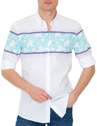 Фото Рубашка с принтом приталенная мужская