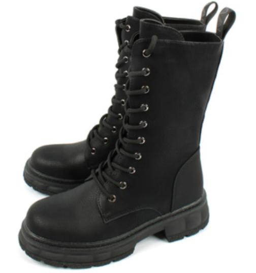 Сапоги из экокожи для девочки / Черный / 33