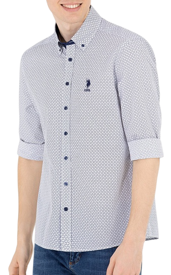 Рубашка хлопковая мужская / Тёмно-синий / 46