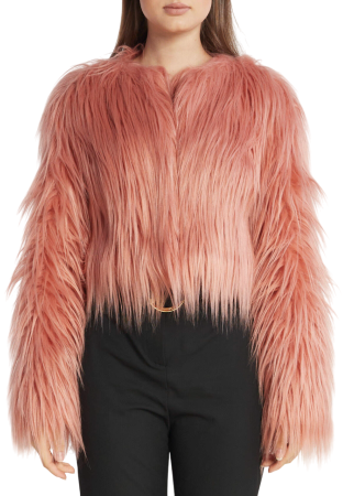 Шуба укороченная женская / Розовый / 38