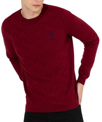 Джемпер с рельефным узором мужской / Бордовый / 46