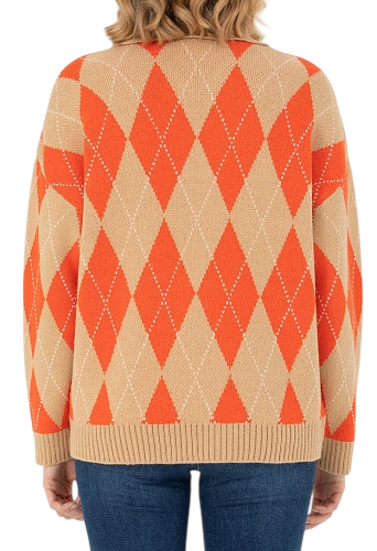 Свитер с отложным воротником женский / Коралловый / 50