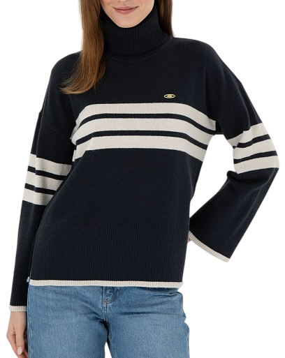 Свитер с широким воротником женский / Тёмно-синий / 44