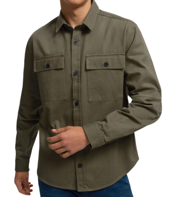 Рубашка прямого кроя мужская / Хаки / 48