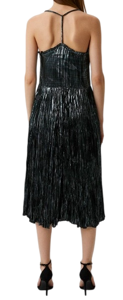 Платье с металлическим эффектом женское / Черный / 40