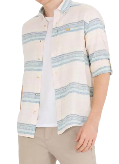 Рубашка с принтом мужская / Синий / 46