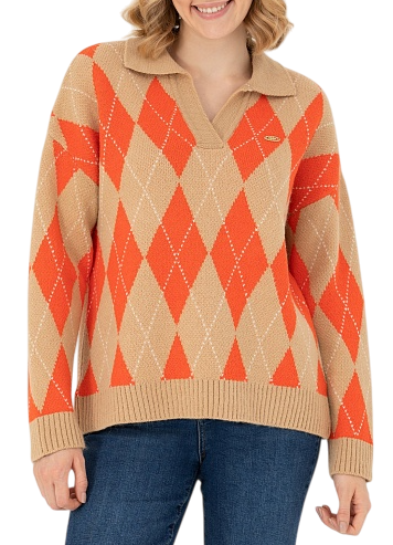 Свитер с отложным воротником женский