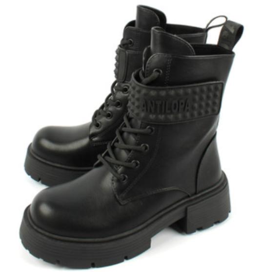 Ботинки из экокожи для девочки / Черный / 34