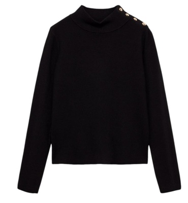 Джемпер с декоративными пуговицами женский / Черный / 44