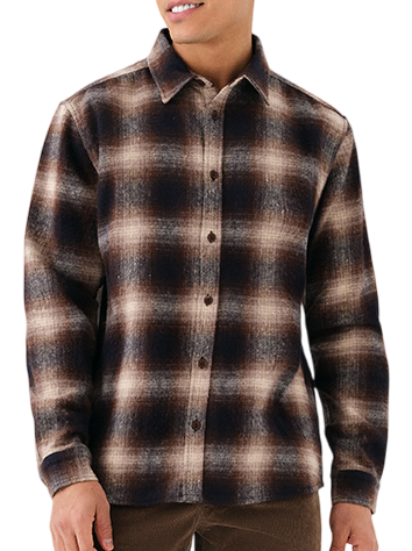 Рубашка в клетку мужская / Коричневый / 46