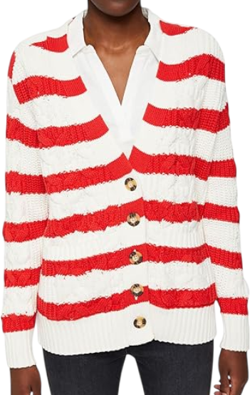 Кардиган в полоску женский / Белый / 44