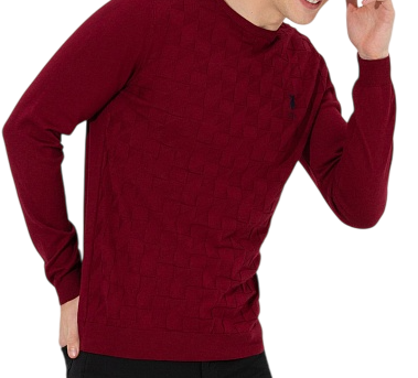 Джемпер с рельефным узором мужской / Бордовый / 46