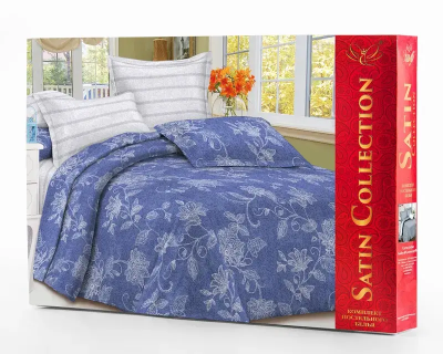 Комплект постельного белья, Евро / Синий / Евро