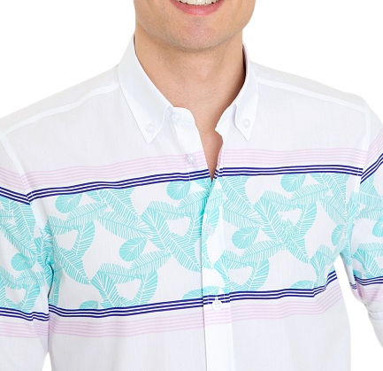 Рубашка с принтом приталенная мужская / Розовый / 48