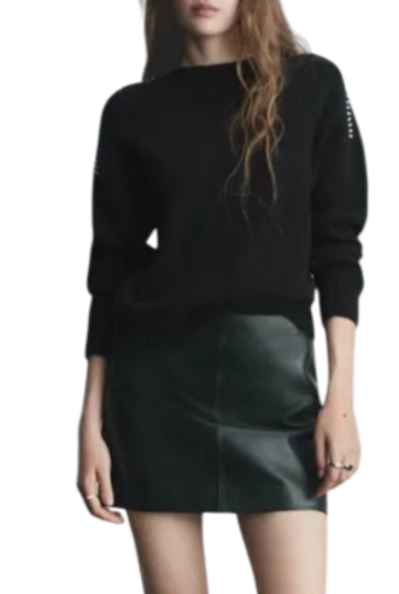 Джемпер со стразами женский / Черный / 48