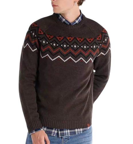 Джемпер с принтом мужской / Коричневый / 52