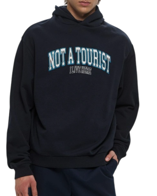 Худи с принтом мужское / Синий / 52