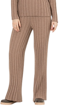 Брюки трикотажные в рубчик женские / Коричневый / 46