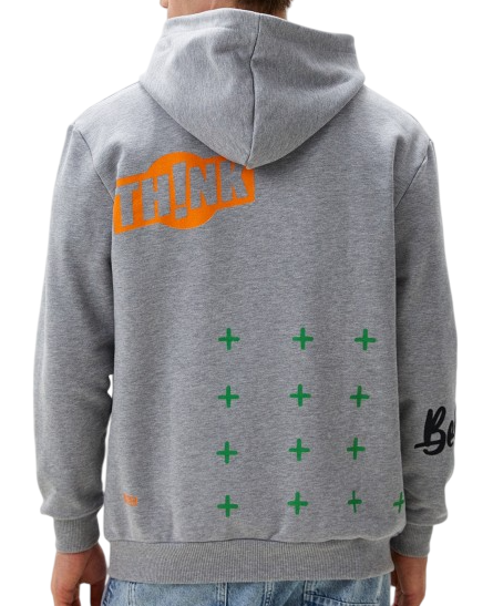 Худи с принтом мужское / Серый / 46