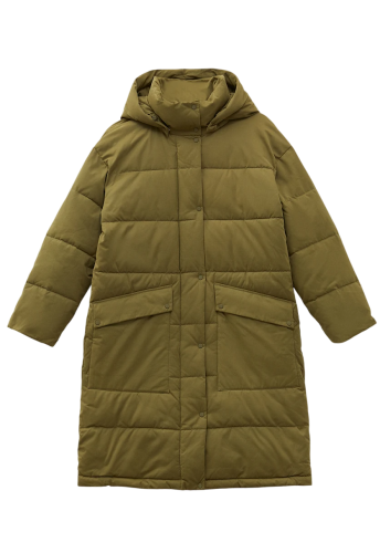 Фото Утепленное пальто с капюшоном