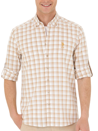 Рубашка с длинным рукавом мужская / Бежевый / 50