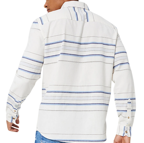 Рубашка в полоску мужская / Молочный / 52