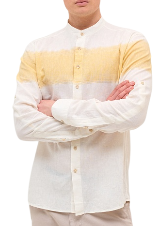 Рубашка с воротником стойка мужская / Бежевый / 52