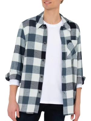 Рубашка в клетку мужская / Тёмно-синий / 52