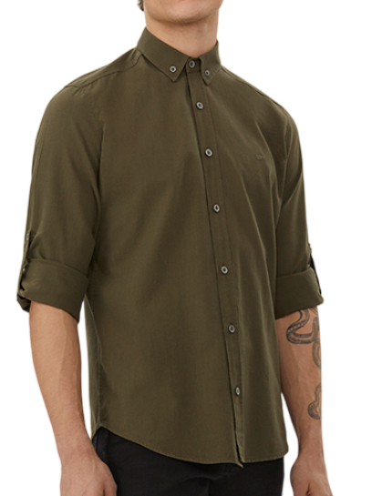Рубашка прямого кроя мужская / Хаки / 48