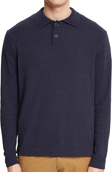 Поло с длинным рукавом мужское / Тёмно-синий / 46