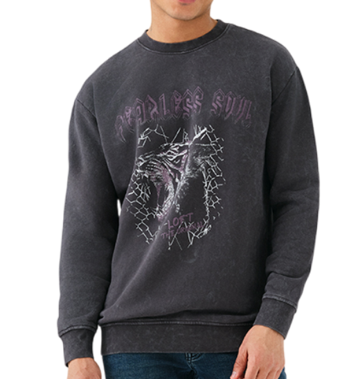 Свитшот хлопковый мужской / Темно-серый / 46