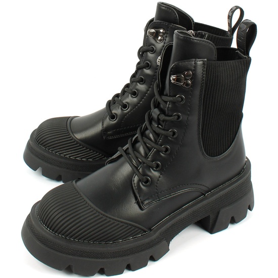 Ботинки из экокожи для девочки / Черный / 34