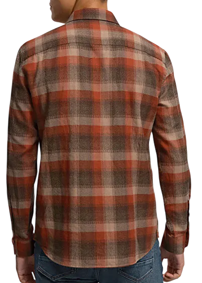 Рубашка в клетку мужская / Коричневый / 54