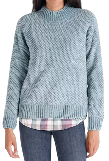 Свитер фактурной вязки женский / Зеленый / 46