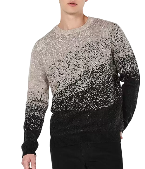 Свитер с принтом мужской / Коричневый / 46