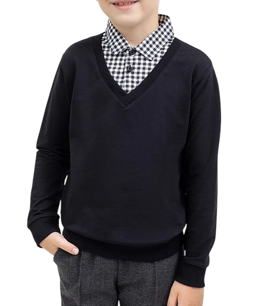 Джемпер с манишкой для мальчика / Черный / 116