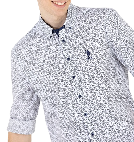 Рубашка хлопковая мужская / Тёмно-синий / 46