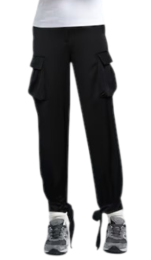 Брюки с накладными карманами женские / Черный / 40