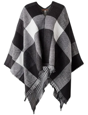Пончо в клетку женское / Черно-белый / 44