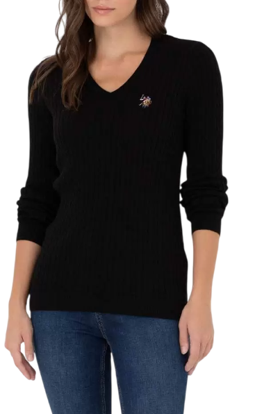 Пуловер однотонный женский / Черный / 54