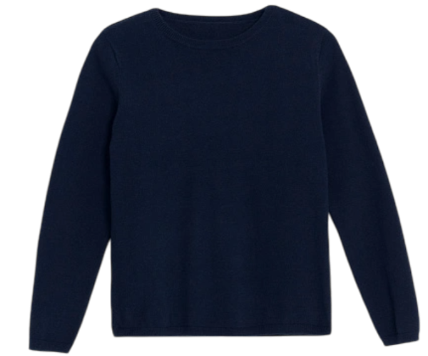Джемпер школьный из хлопка для девочки / Тёмно-синий / 140