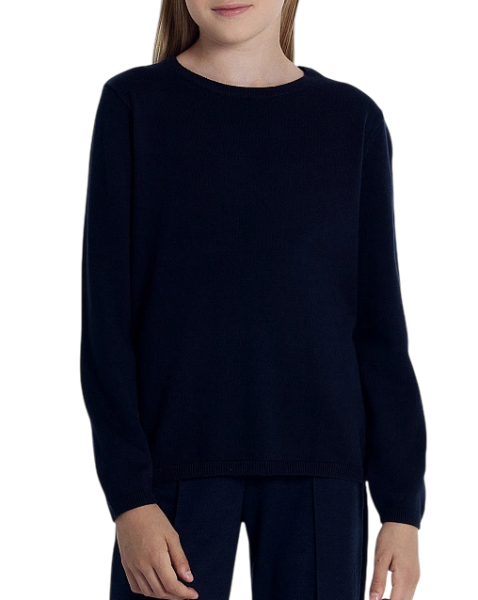 Джемпер школьный из хлопка для девочки / Тёмно-синий / 140