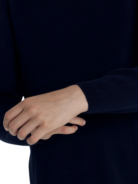 Джемпер школьный из хлопка для девочки / Тёмно-синий / 140