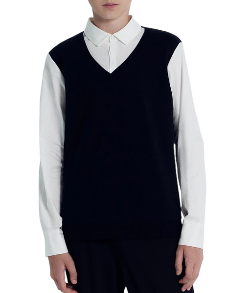 Джемпер с имитацией рубашки для мальчика / Черный / 134