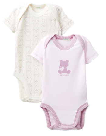 Детское боди из хлопка, 2 шт / Розовый / 56